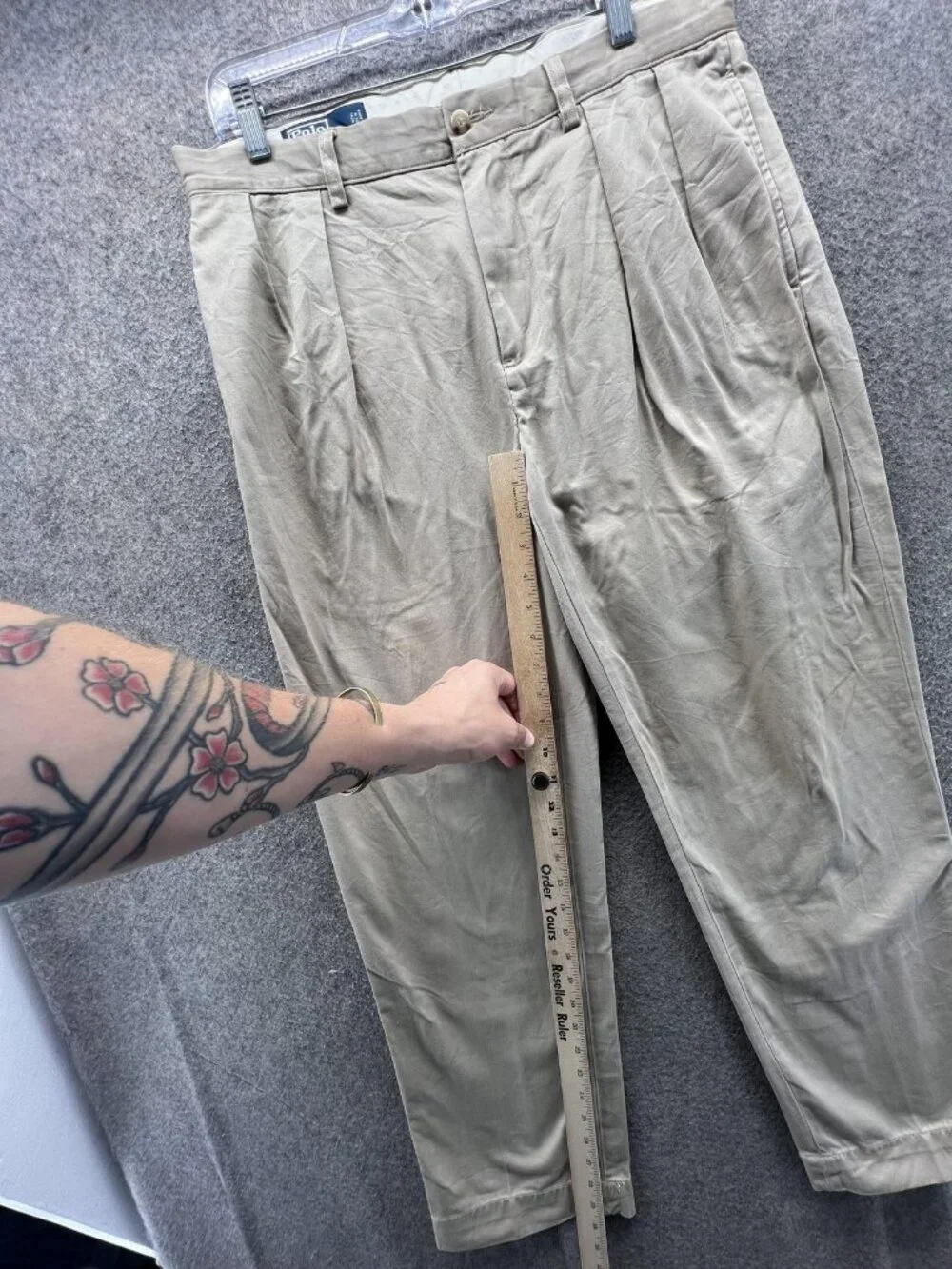 Polo By Ralph Lauren Pants Men 33x30 Beige Chino Pleated Classic Cotton Vintage